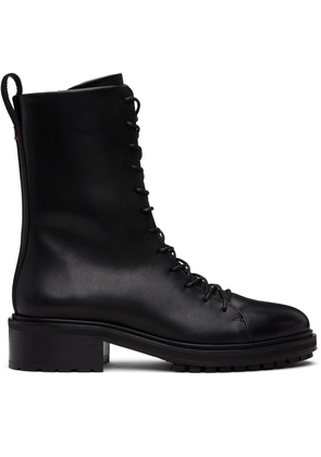 Aeyde Black Isa Leather Lace-Up Ankle Boots