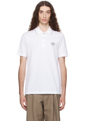 Versace White Embroidered Polo
