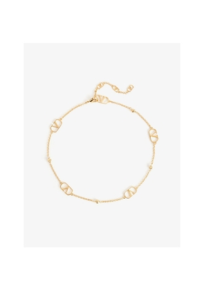 Womens Valentino Garavani Vlogo Repeat Gold-Toned Brass Necklace