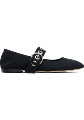 Aeyde Black Uma Eyelet Mary-Jane Ballerina Flats