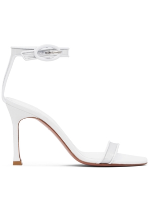 Amina Muaddi White Kim Glass Heeled Sandals