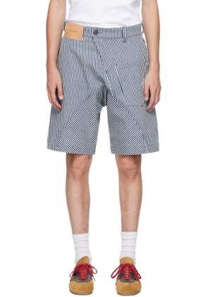 JW Anderson White & Navy Twisted Workwear Shorts