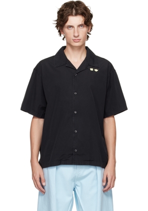 JW Anderson Black Contrast Embroidery Short Sleeve Shirt