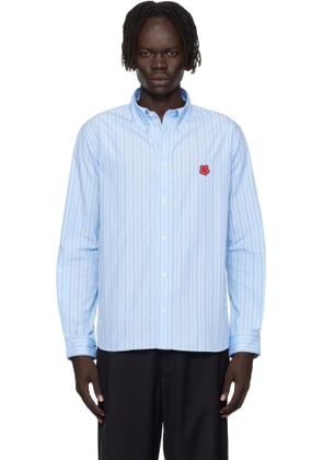 Kenzo Blue Kenzo Paris 'Boke Flower' Embroidered Casual Shirt