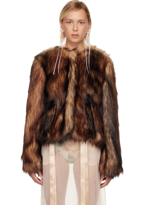 Simone Rocha Brown Sculpted Faux Fur Fray Jacket