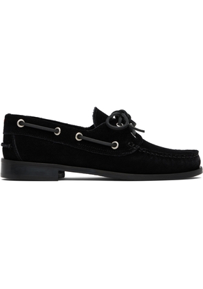 Aeyde Black Harris Suede Boat Shoes