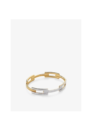 Womens Monica Vinader Signature Link 18ct Yellow Gold-Plated Vermeil Sterling-Silver and 0.62ct Pavé-Set Lab-Grown Diamond Bangle