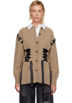 Simone Rocha Tan Sculpted Ribbon Corset Cardigan