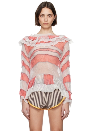 SC103 White & Pink Riddle Blouse