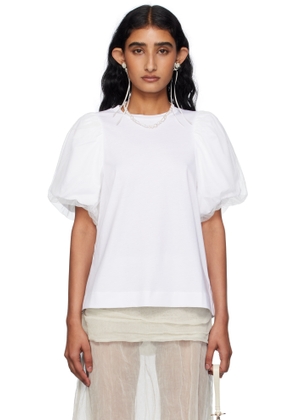 Simone Rocha White Tulle Overlay Puff Sleeve T-shirt