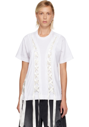 Simone Rocha White Unraveling Ribbon T-shirt