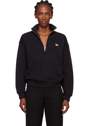 Maison Kitsuné Black Half Zip Baby Fox Patch Sweatshirt