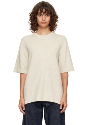 Loulou de Saison Off-White Raven Yak Blend Short Sleeves Sweater