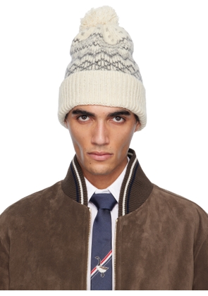 Thom Browne Off-White Fair Isle Jersey Float Jacquard Beanie