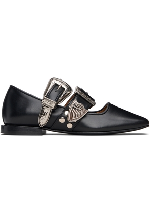 Toga Pulla Black Leather Ballerina Flats
