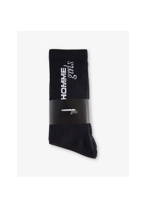 Womens Hommegirls Ribbed Mid-Length Stretch Cotton-Blend Socks