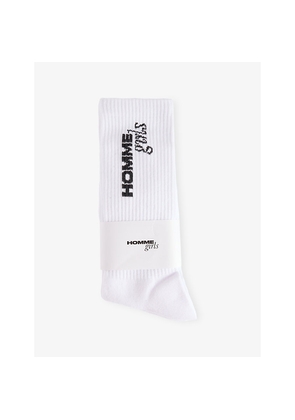 Womens Hommegirls Ribbed Mid-Length Stretch Cotton-Blend Socks