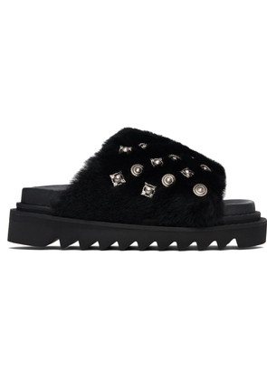 Toga Pulla Black Fur Concho Slippers