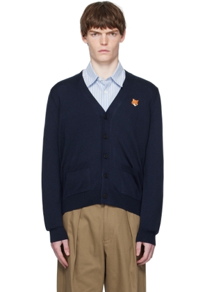 Maison Kitsuné Navy Bold Fox Head Patch Cardigan