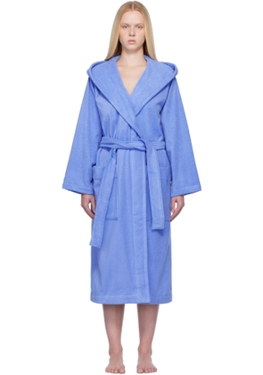 Tekla Blue Terry Hooded Bathrobe