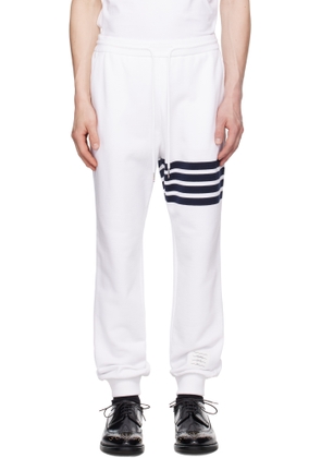 Thom Browne White Classic Loopback 4-Bar Sweatpants