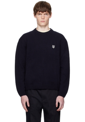 Maison Kitsuné Navy Fox Head Lambswool Comfort Sweater