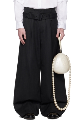 Simone Rocha Gray Wide Leg Multi Belt Loop Trousers