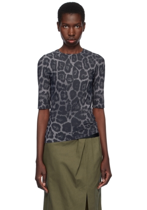 Stella McCartney Gray Leopard Print T-shirt
