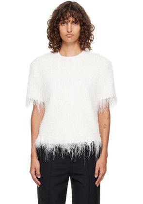 Loulou de Saison White Zaro Fringed Fabric T-shirt