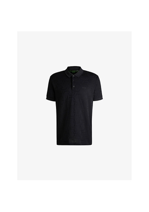 Mens Boss Geometric-Jacquard Relaxed-Fit Cotton Polo Shirt