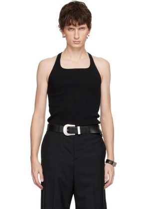 MATIÈRES FÉCALES Black Cross Seam Knit Tank Top