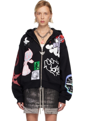 Chopova Lowena Black Flying High Zip Hoodie