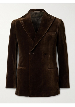 Kingsman - Double-Breasted Cotton-Velvet Tuxedo Jacket - Men - Brown - IT 46