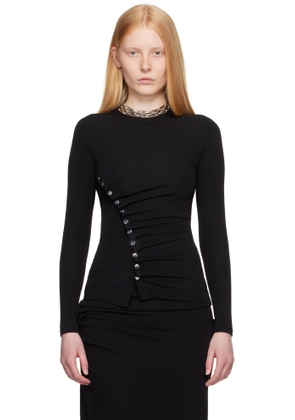 Rabanne Black Drapé Pression Jersey Top
