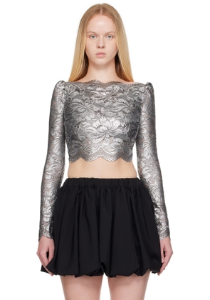 Rabanne Silver Cropped Lace Top