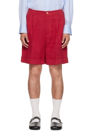 Valentino Red Linen Bermuda Shorts