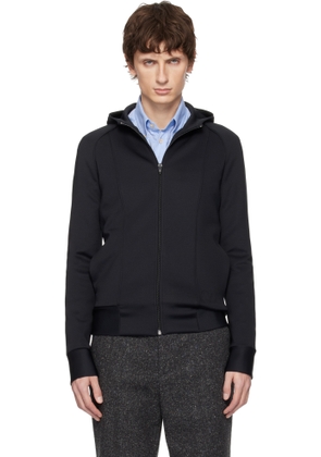 Valentino Black Neoprene Embossed VLogo Hoodie