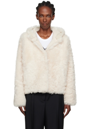 Yves Salomon Off-White Short Hooded Shearling Jacket