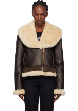 JW Anderson Brown & Beige Aviator Shearling Jacket