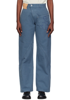 JW Anderson Blue Twisted Workwear Trousers