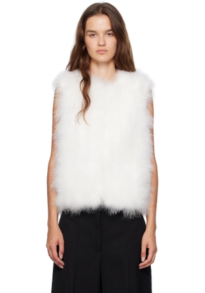 Yves Salomon White Cropped Feather Vest