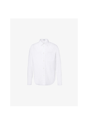 Mens Loewe Brand-Embroidery Patch-Pocket Regular-Fit Cotton-Poplin Shirt