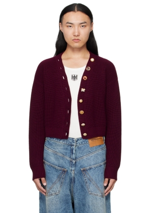 VETEMENTS Burgundy Fancy Button Mini Cardigan