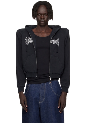 VETEMENTS Black Cradle of Filth Logo Extreme Shoulder Hoodie