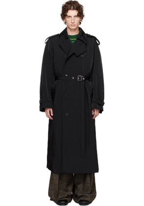 JW Anderson Black Double-Breasted Trench Coat