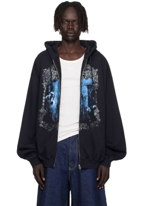 VETEMENTS Black Cradle of Filth Butterfly Oversized Zip-Up Hoodie