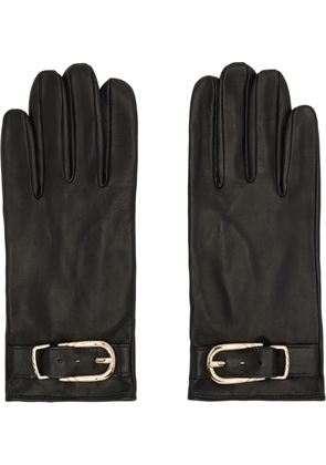 Ernest W. Baker Black Buckle Appliqué Leather Gloves