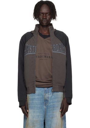 VETEMENTS Black & Brown 'Amsterdam' Patched Zip Sweatshirt