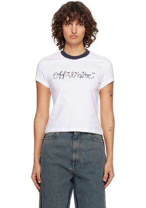 Off-White White Embroidered Script Logo Fitted T-shirt