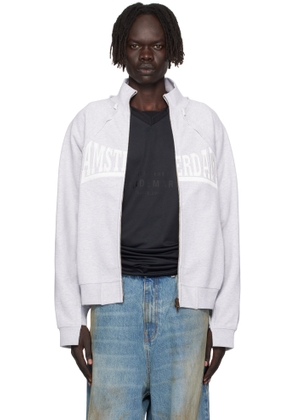 VETEMENTS Gray 'Amsterdam' Patched Zip Sweatshirt